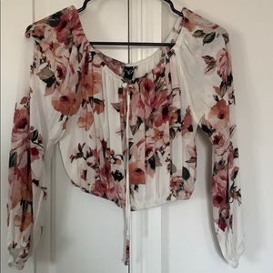 Off the shoulder long sleeve with floral print